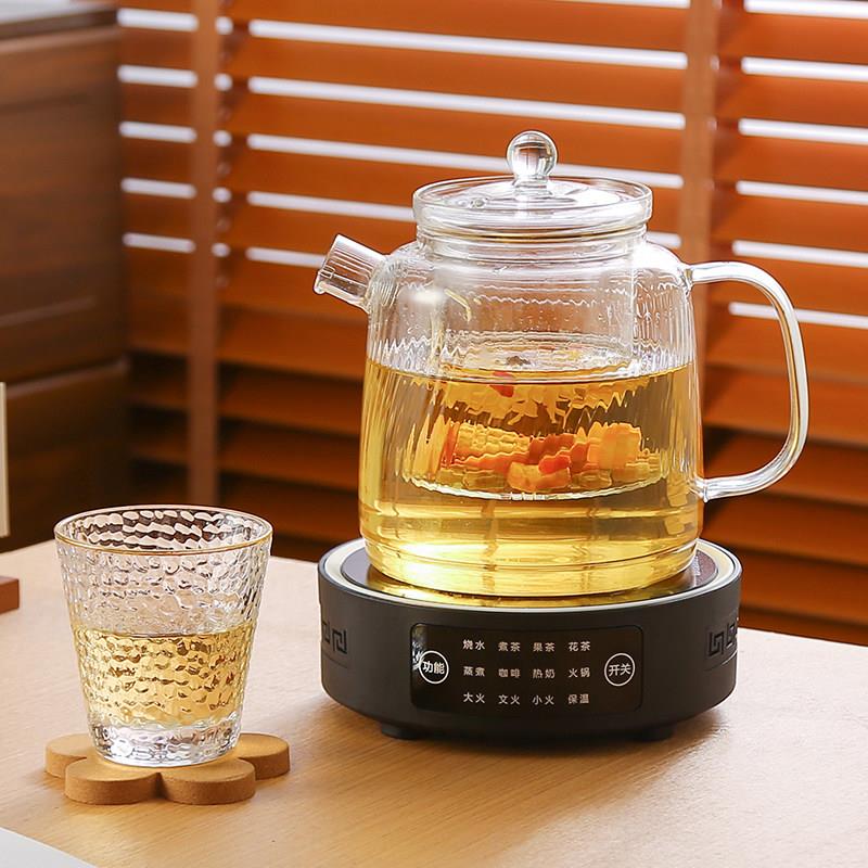 全玻璃养生壶纯玻璃煮茶壶大容量炖煮一体新款黑晶炉家用泡茶壶厚图片