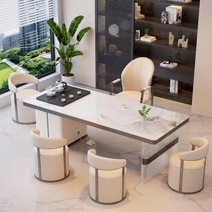 2025新款高端岩整板茶桌套烧水一体嵌入LUC式茶具壶一办公室家用