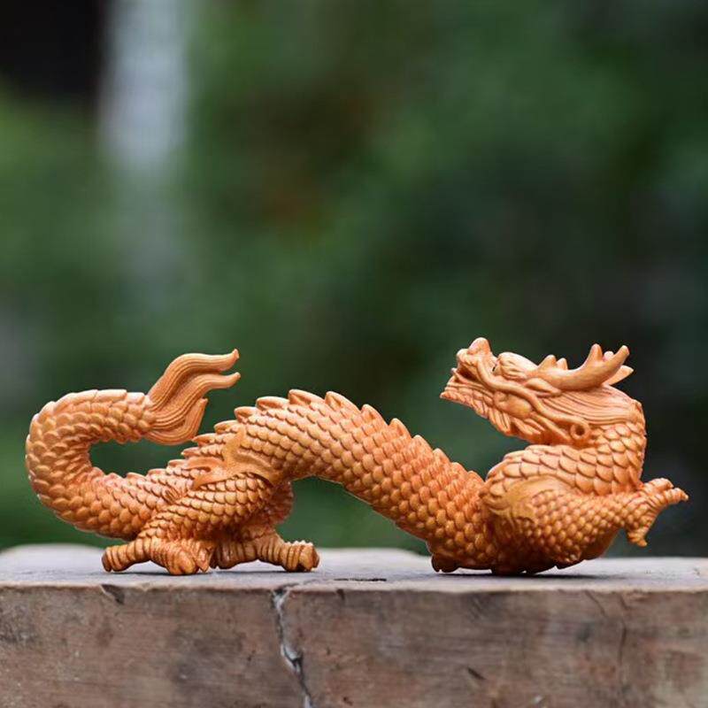 黄金檀雕刻飞龙款摆件摆饰规格16.5×6×4桌面装饰木制盘玩工艺品