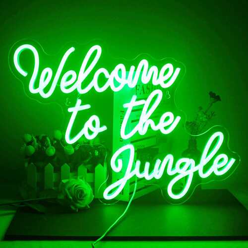 led霓虹灯发光字Welcome to the Jungle字母装饰灯餐厅商场招牌灯