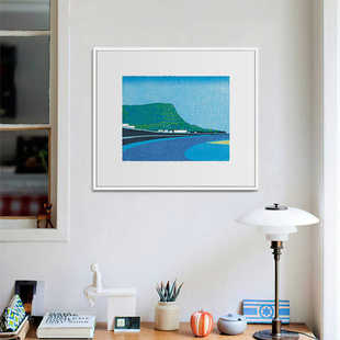 青葱绿意小众创意ins自然风景装饰画森林湖泊大海沙滩挂画客厅