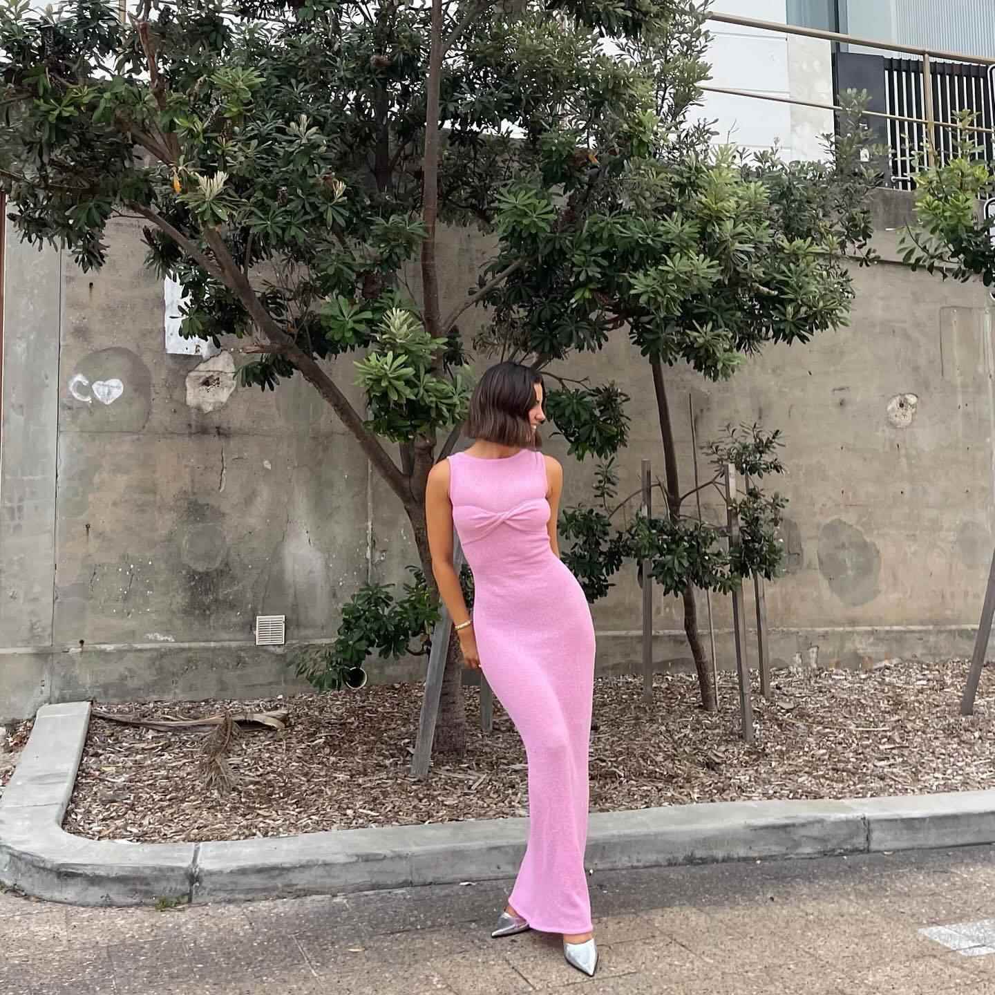 clothing dress beach color solid knitted neck round womens
