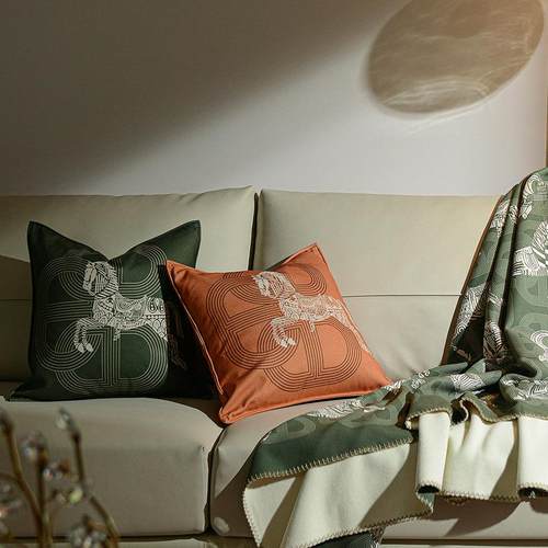 简约棉羊绒印花抱枕客厅沙发护腰枕轻奢H马方靠垫芯