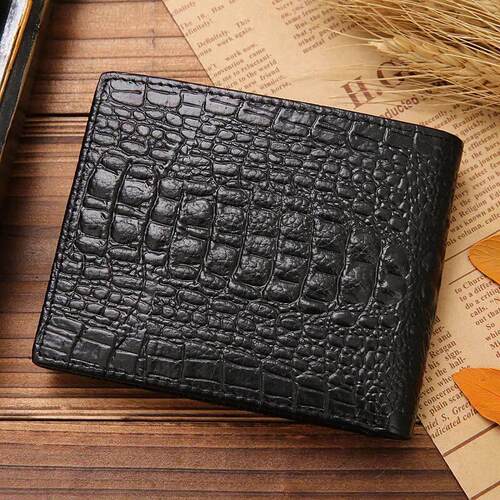 Crocodile Skin Wallet Men 100% Genuine Leather Small Zipper