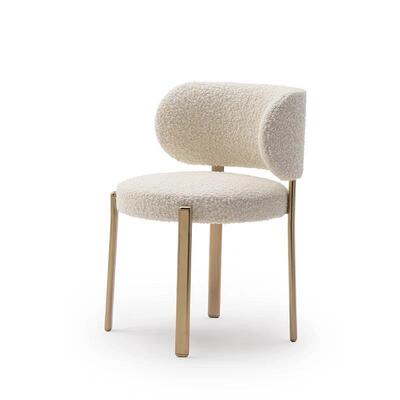 WGX-1091椅子BEST意式轻奢餐厅椅极简羊羔毛化妆椅家用靠背休闲酒