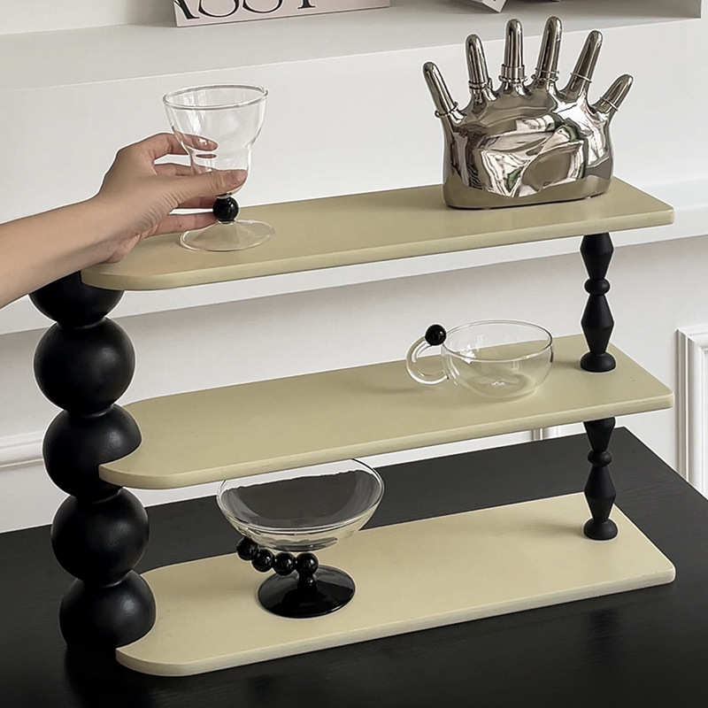 复古杯架1件高级感木质法式复古摆件茶杯杯子收纳置物架置物架