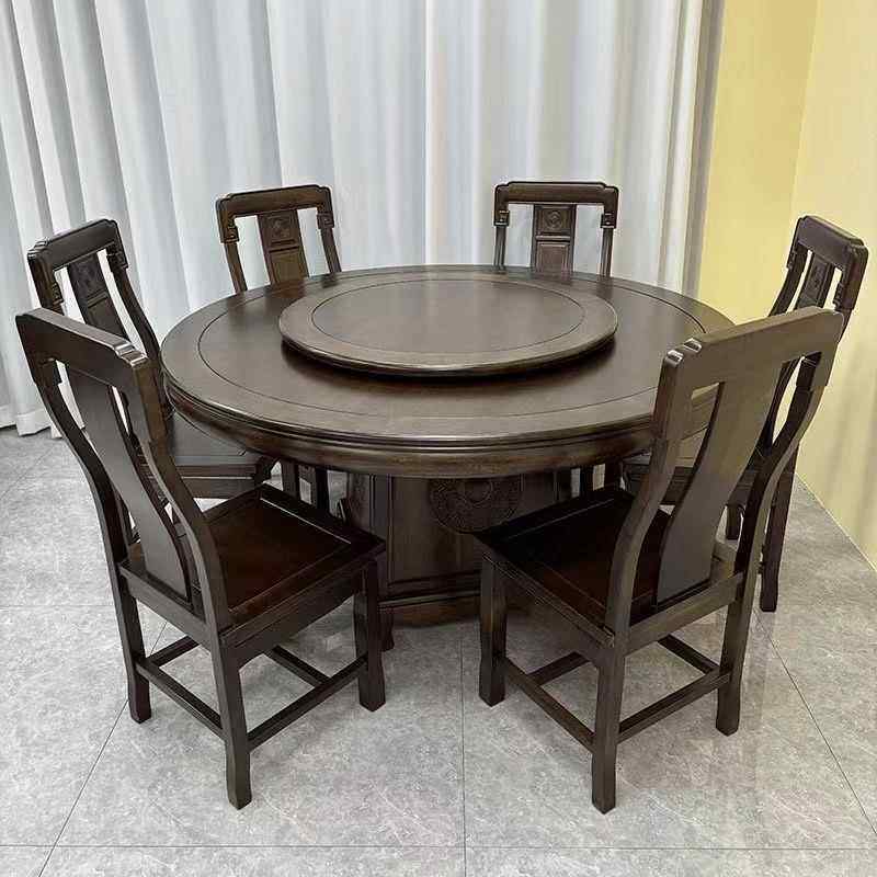 菠萝实木餐桌餐桌椅中式雕花彷古家用圆形花梨木转盘饭桌圆桌桌子,住宅家具,岛台餐桌,淘宝优惠券,粉丝福利购,淘宝优惠卷