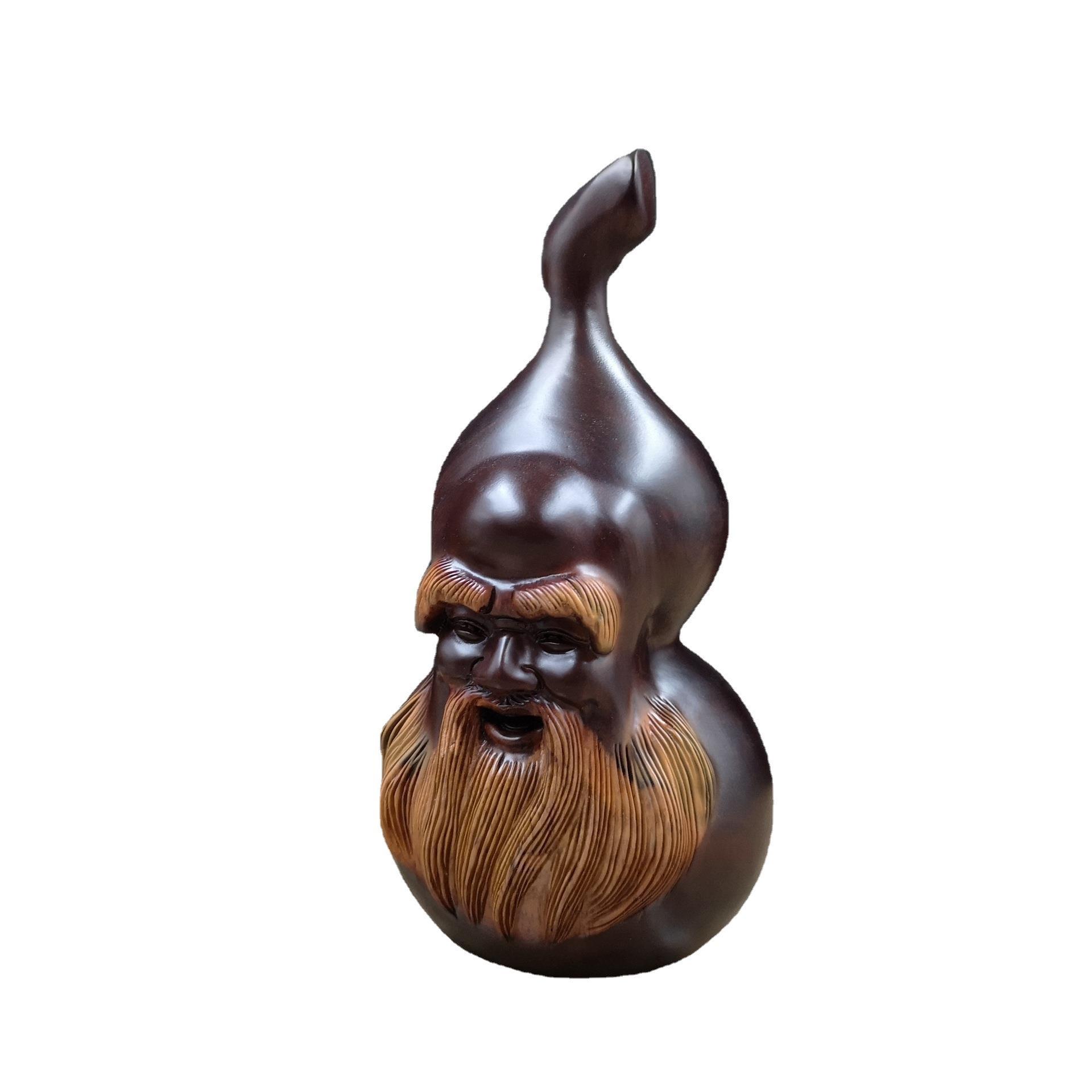 黑檀木雕刻白皮寿星公摆件木质福禄葫芦送老人长辈贺寿礼品红木图片