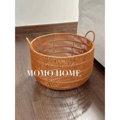 MOMO HOME大号塑料藤编防水脏衣篮篓浴室洗衣篮
