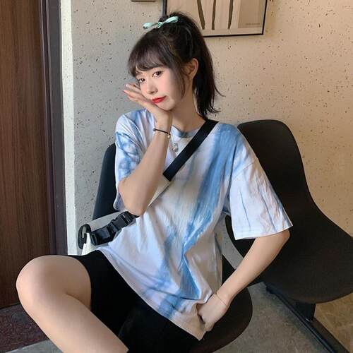 闺蜜装短袖T恤女季新款休闲宽韩夏版学生中长款松上衣服
