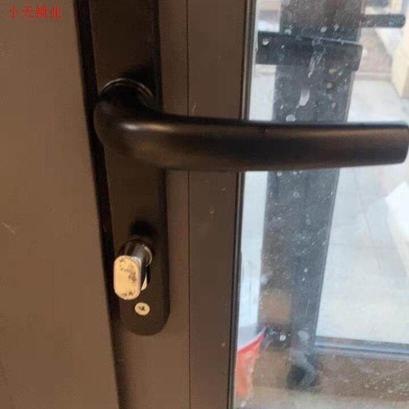 门把手断桥铝门黑白铝合金老式入门拉手配件多点执手85型面板把.