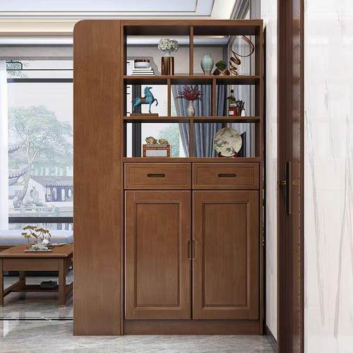 实木玄关门厅柜客厅隔断柜一体衣帽架鞋柜组合中式屏风双面间厅柜