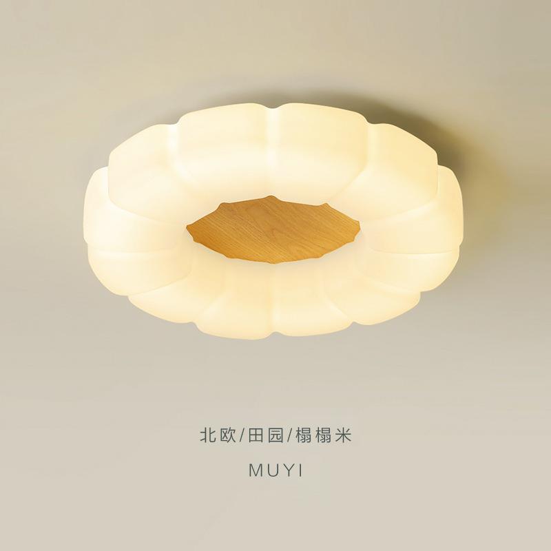 北欧简约原木风格家用房间主灯客厅卧室书房儿童房创意云朵吸顶灯