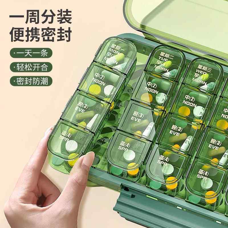 德国进口药盒便携一日三餐随身药品分装盒吃药提醒盒大容量分药器