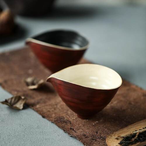 晴先生纯手工手作陶泥公道杯紫金边异形公杯中式复古分茶器140ml