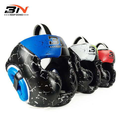 BN儿童3-6岁裂纹图案拳击散打头盔MMA泰拳格斗搏击护头护面护具