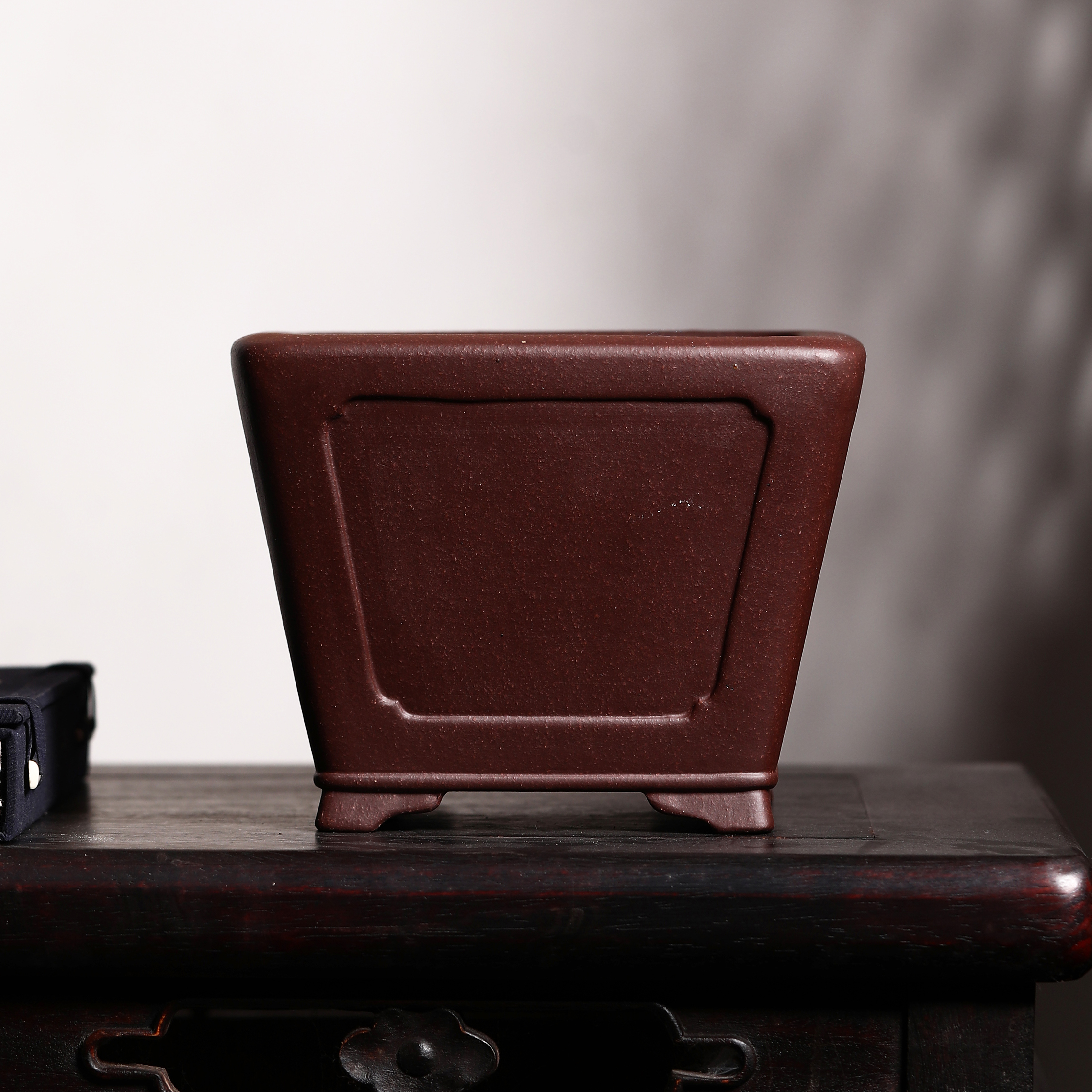 紫砂花盆正方形盆景盆韩永刚名家盆觅陶乡原矿手工精品奎面四方