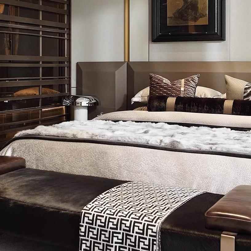 SMF新中式轻奢板样房墅床品酒店别售楼部床上用品件多套可定