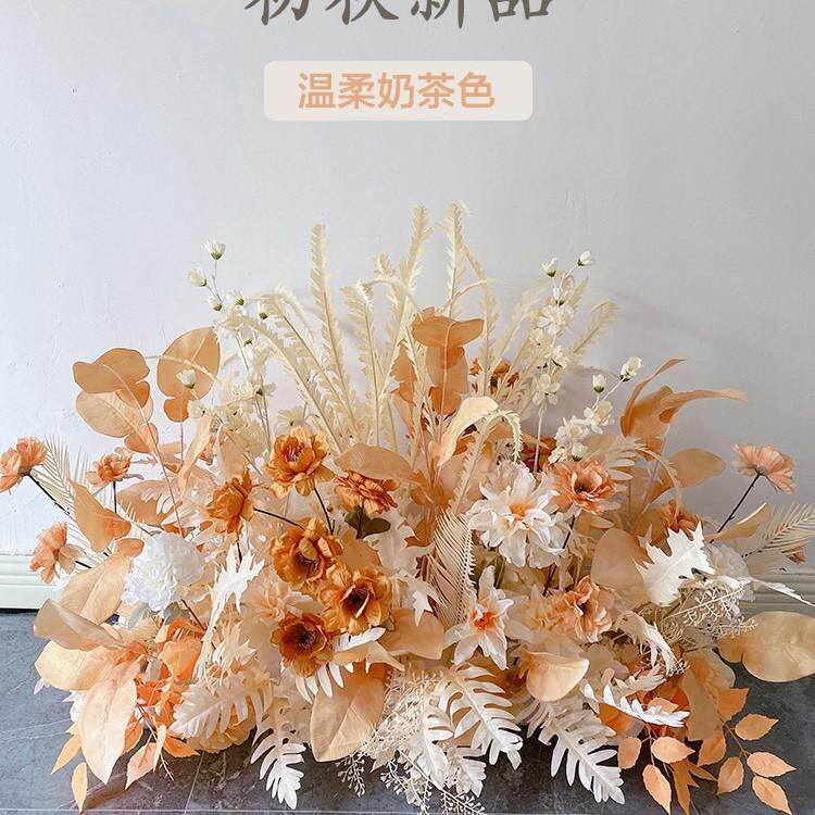 婚庆仿真花订婚假花婚礼布置红色地排花舞台kt版迎宾牌区装饰挂花