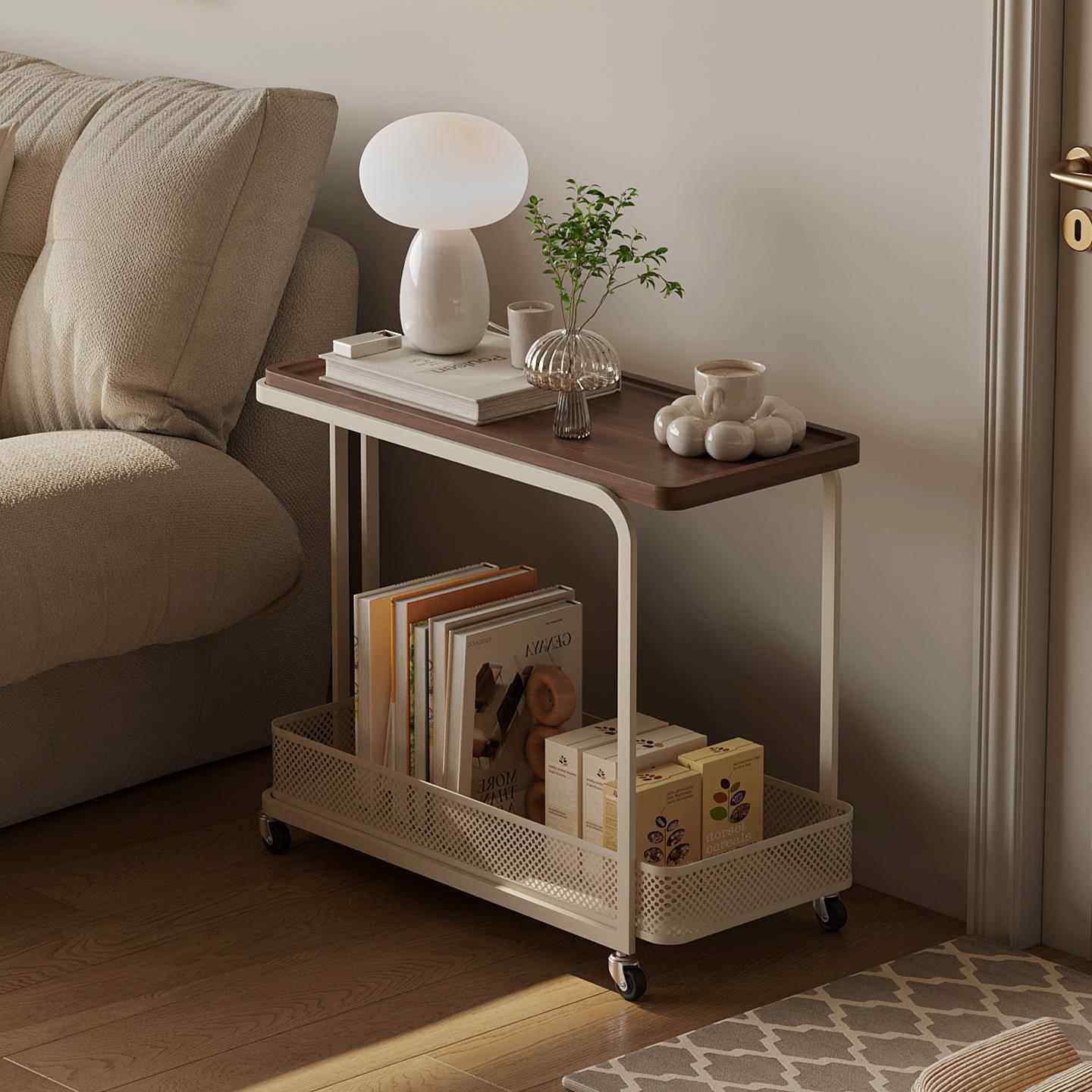 沙发侧边置物小茶几可移动边几中古风客厅家用简约不占地带轮推车,住宅家具,移动边几/推车,淘宝优惠券,粉丝福利购,淘宝优惠卷