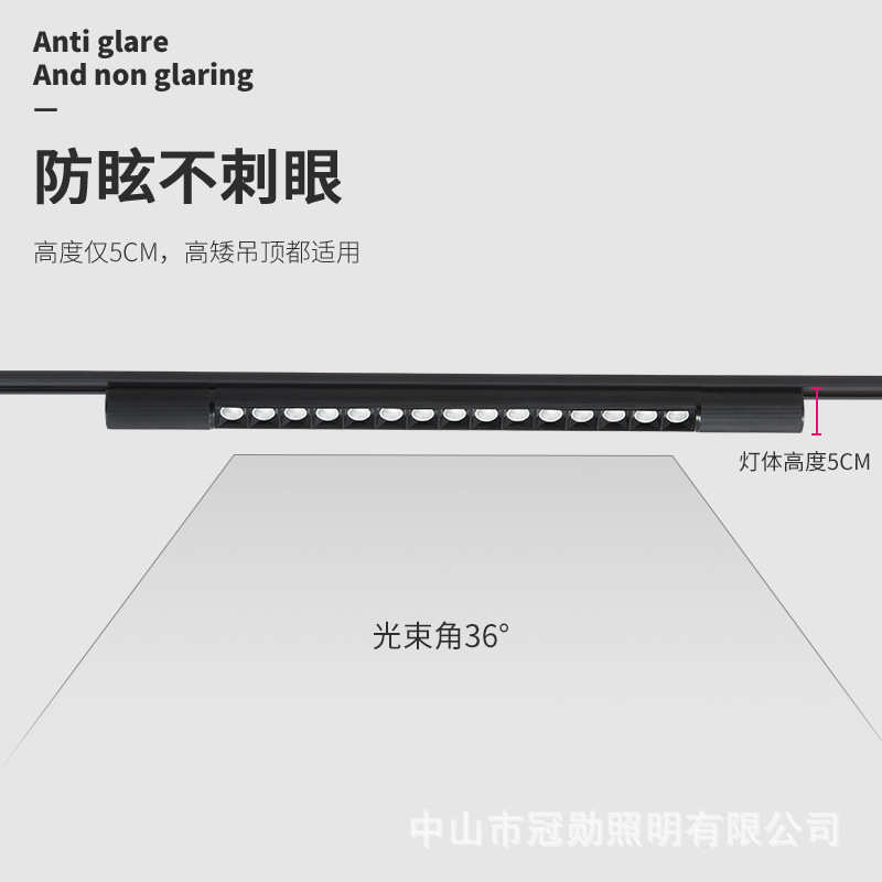 长条轨道灯led线条格栅灯补光商用服装店铺超市导轨式条形可调节