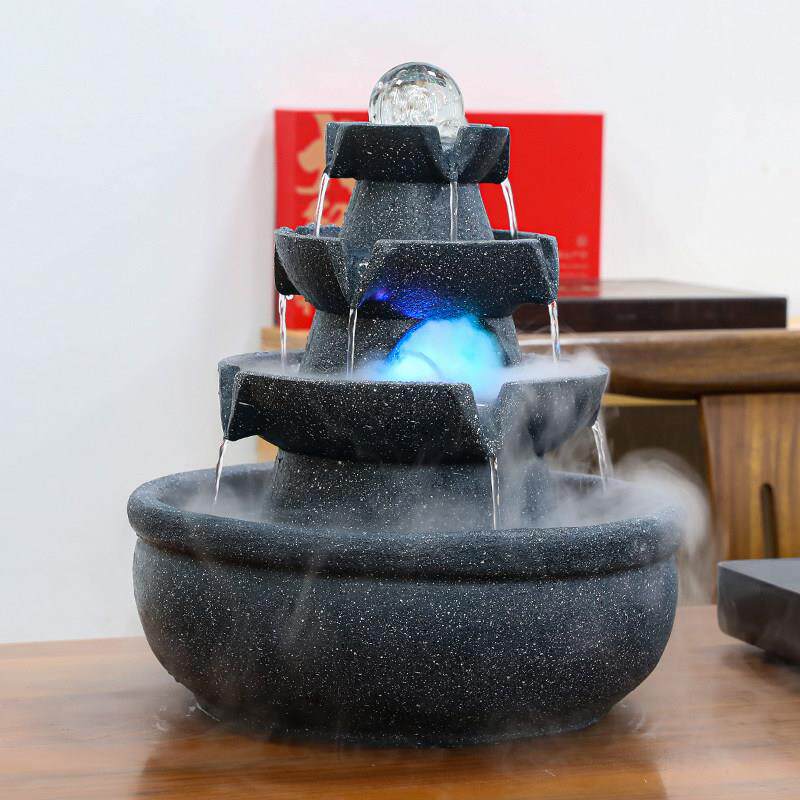 时来运转高端流水摆件循环水桌面招财风水轮流转客厅生财乔迁喷泉