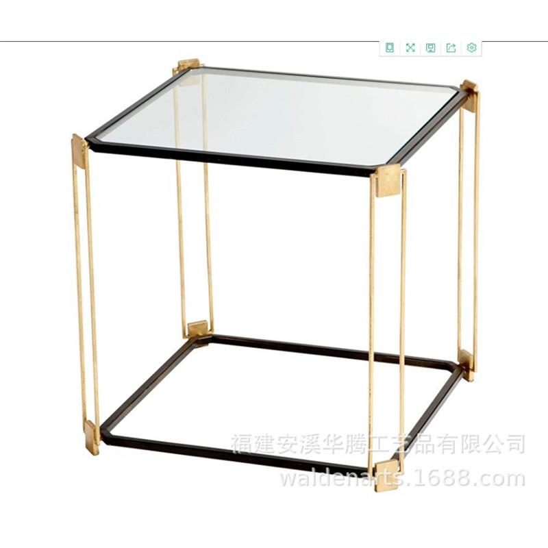 钢化玻璃休闲茶几桌北欧现代简约铁艺客厅阳台小户型家用桌几
