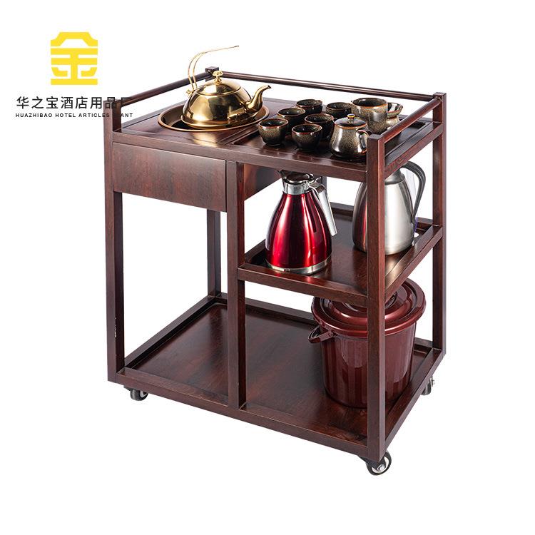 酒楼酒水车茶水车移动泡茶车不锈钢服务车煮茶车家用餐厅小型茶桌