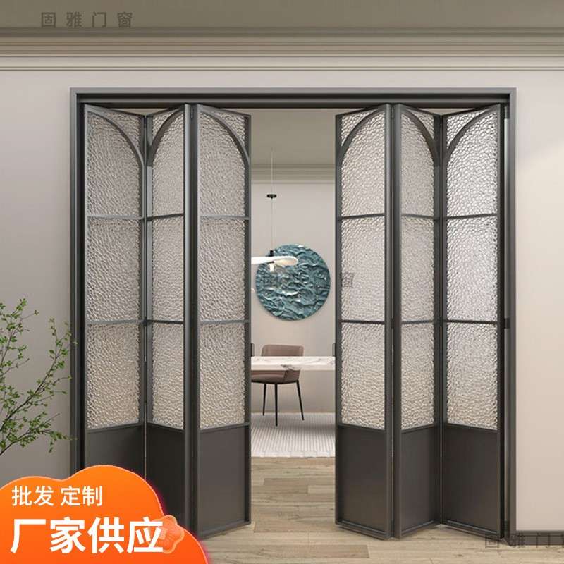 折叠门极窄简约铝合金无下轨卧室厕所卫生间门隔断厨房阳台推拉门图片