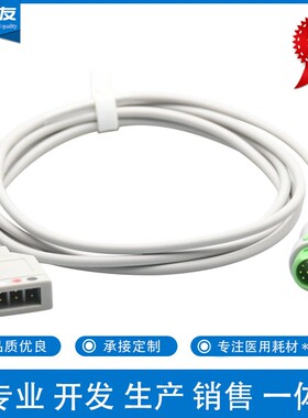 兼容PM6000,T8 T5 IPM 12针三导联心电主电缆