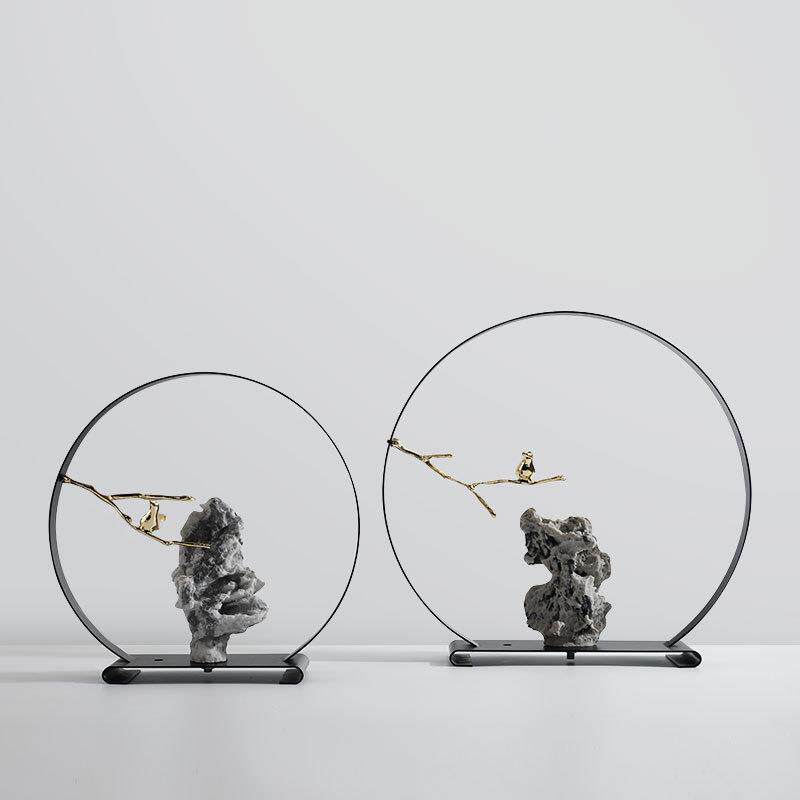 新中式创意假山微景观办公室书房太湖石摆件酒店售楼大厅装饰品