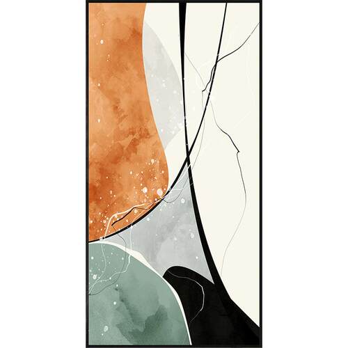 深沉现代简约玄关装饰画竖版北欧抽象橙绿色挂画入户进门墙壁画