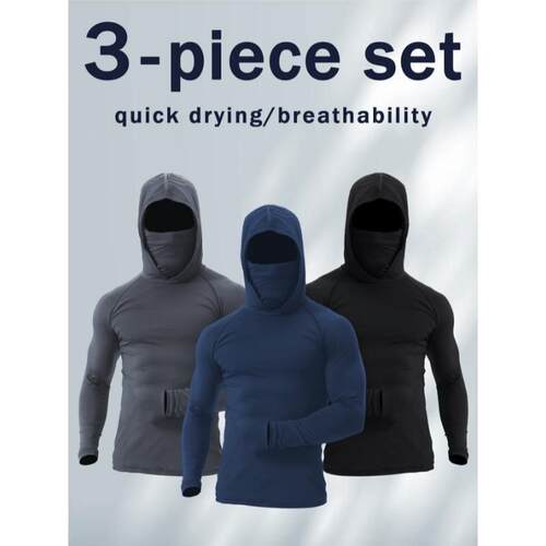 T 5827 Breathable Quick Dry Men's Running Hoodie 透气速干连