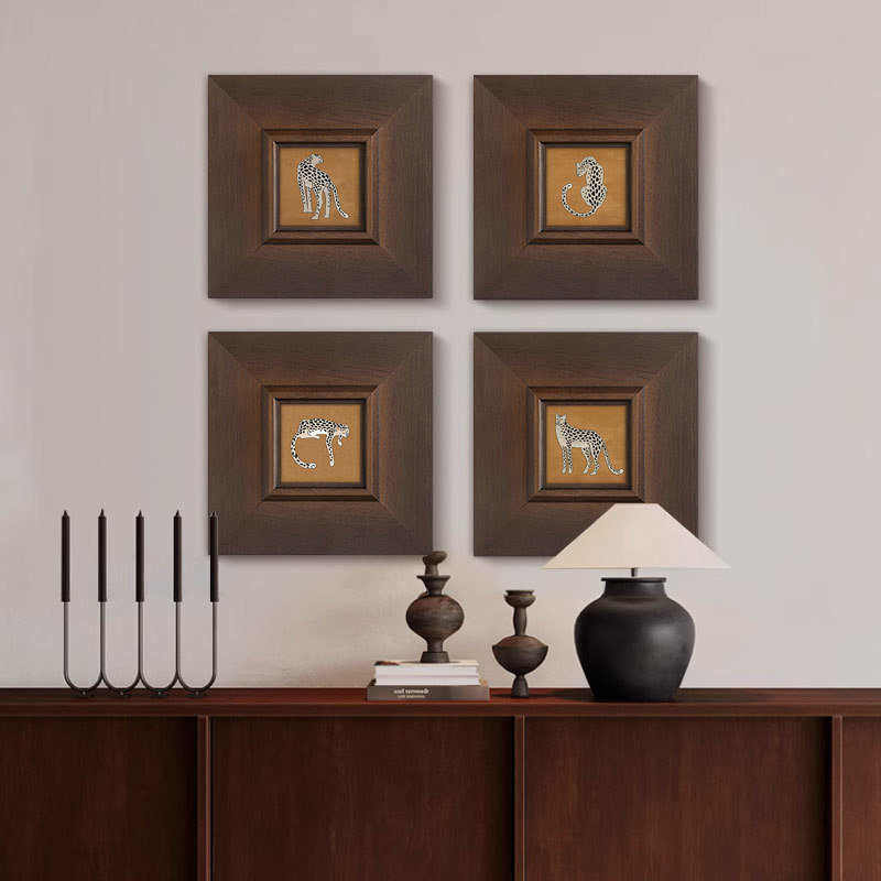 现代高级感法式复古南洋中古风客厅装饰画玄关斗柜复古金钱豹挂画,家居饰品,现代装饰画,淘宝优惠券,粉丝福利购,淘宝优惠卷