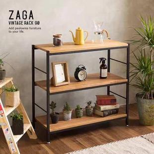 美SFM隔式 L多OFT古实木铁艺书架板置物架落地厨房层复架书柜层收