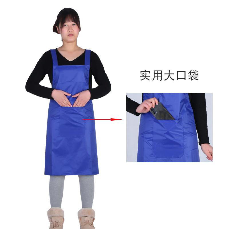 时尚短款防水耐油围裙耐磨白色背带成人围腰食堂厨房防水围裙