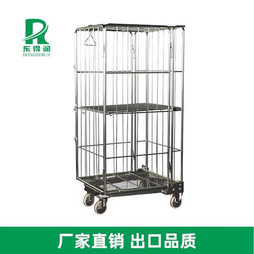 仓库镀锌搬运物流台车 金属密网周转手推车 物流拣货金属笼车