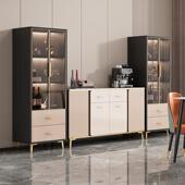 酒柜现代简约高档轻奢玻璃门展示柜家用一体靠墙客厅带灯储物柜子