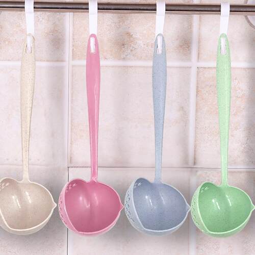 2-in-1 Household Kitchen Soup Spoon with Long Handle, Plasti