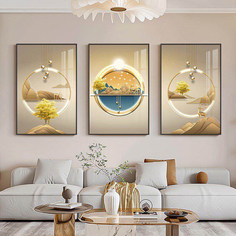 简约北欧客厅三联装饰画 画沙发背景墙现代挂画 画大气饭厅壁画