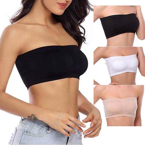 Women Seamless Bandeau Strapless Bras Stretch Tube Top女抹胸