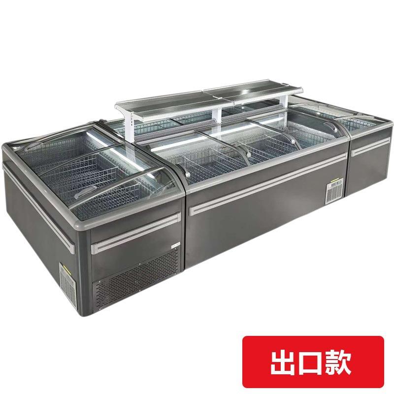 卧式组商用岛柜牛羊肉海合鲜超冷冻柜市弧形展合示GPR柜组岛柜