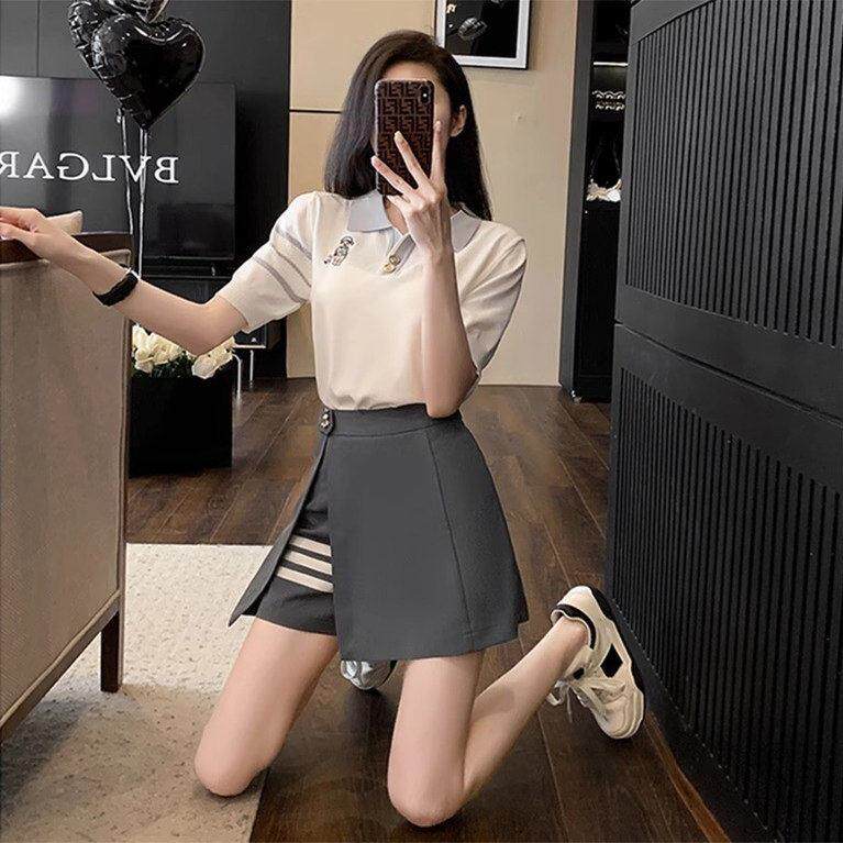 法国Rouje Dsyle超火运动套装女洋派减龄小个子短袖短裙裤两件套