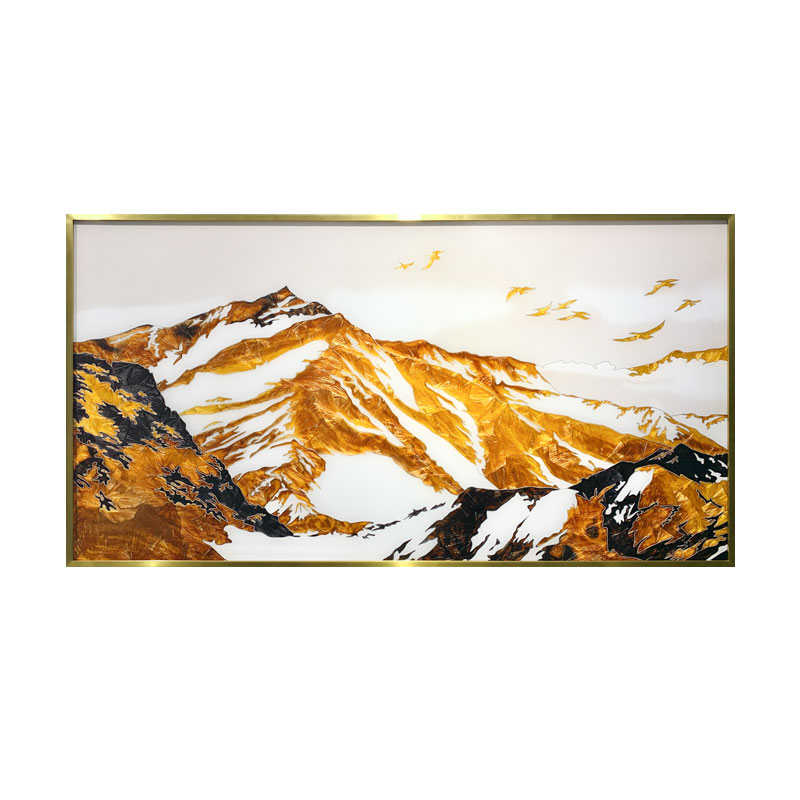 手工珐琅彩掐丝画客厅沙发背景墙装饰画立体艺术玻璃挂画背靠金山图片