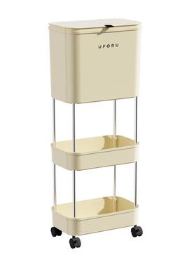 uforu置物架垃圾桶家用厨房客厅干湿分离带盖带滑轮多功能垃圾筒