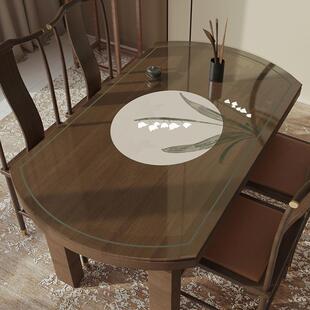 中式椭圆形透明桌垫免洗防水防油桌布茶几垫布软玻璃弧形餐桌垫子