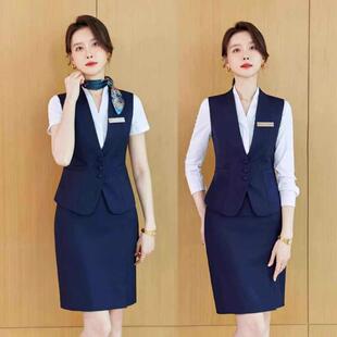 职业西装马甲套装女气质美容师酒店前台会务接待服务员工作服工装