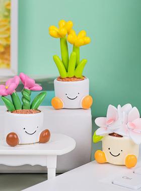 小精灵花盆花盆可爱表情装饰摆件