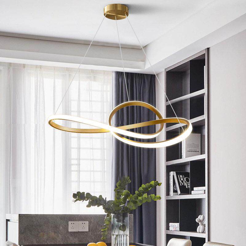 北欧客厅吊灯现简约异形创意铝材样板间餐厅吧台卧室书房金色灯