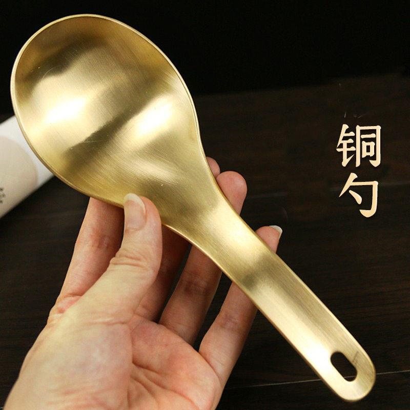 纯铜加厚餐具 厨房用品 黄铜大汤匙舀汤勺子全铜大号粥勺汤勺饭勺